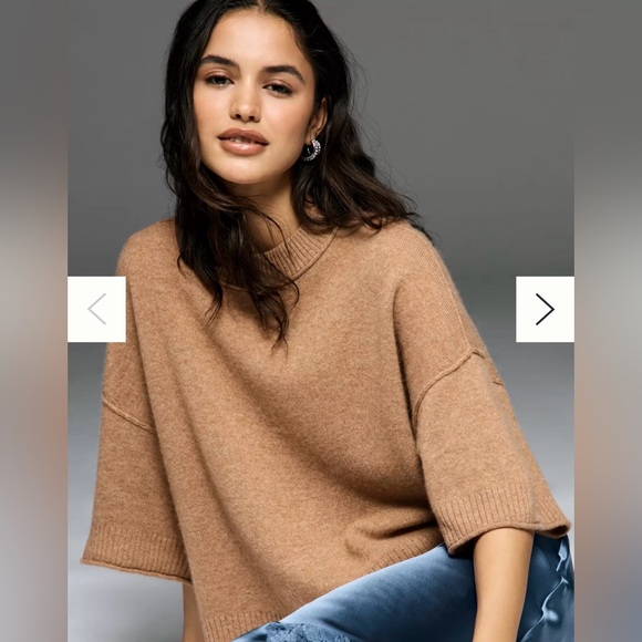 Anthropologie The Goldie Crew-Neck Cashmere Sweater Light Rosewood Medium NWOT